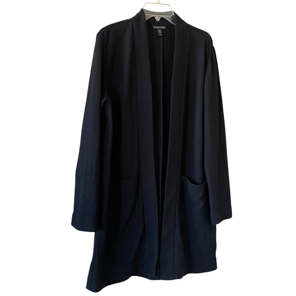 EILEEN FISHER Size Medium Black Sleeveless Dress Open Topper Jacket 2-Piece Set - Picture 6 of 10